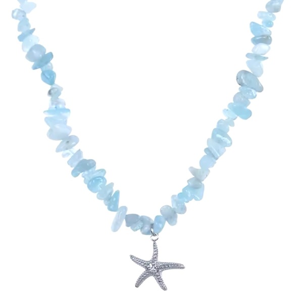 Bianca - Unisex Natural Stone Handmade Necklace With Starfish Pendant - Picture 4 of 10